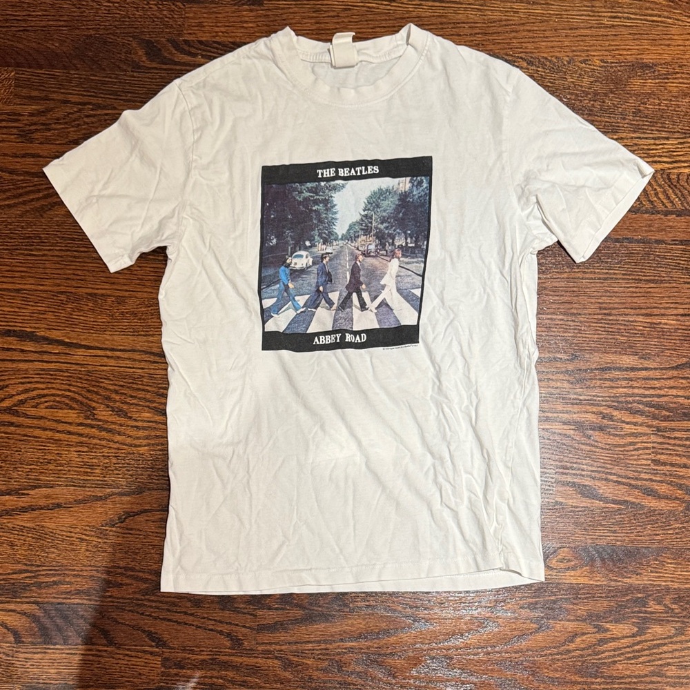 The Beatles White Abbey Road Graphic Short Sleeve Tee
